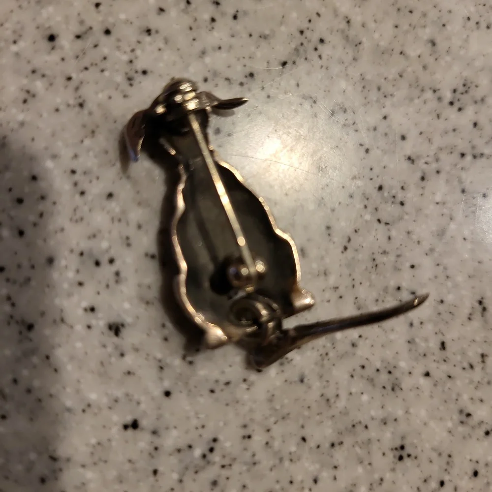 Sterling Silver Artisan Dog Brooch with Articulating Wagging Tail 1 5/8